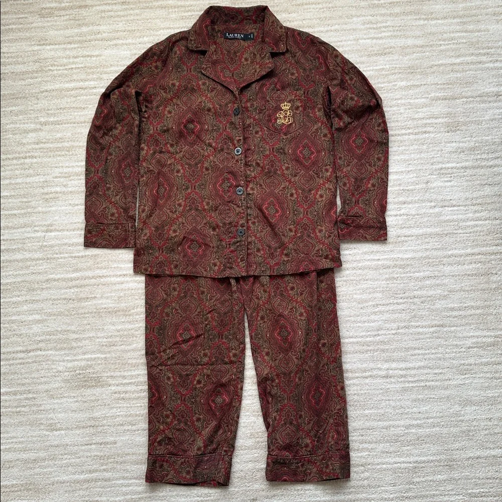 EUC Lauren Ralph Lauren Women's 2-Pc. Paisley-Print Pajamas Set Size Small